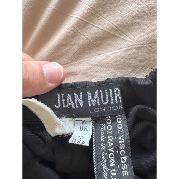 Jean Muir Vintage Womens 12 Black High Rise Elasticated Wide Leg Trousers 70s 80 - Picture 7 of 10